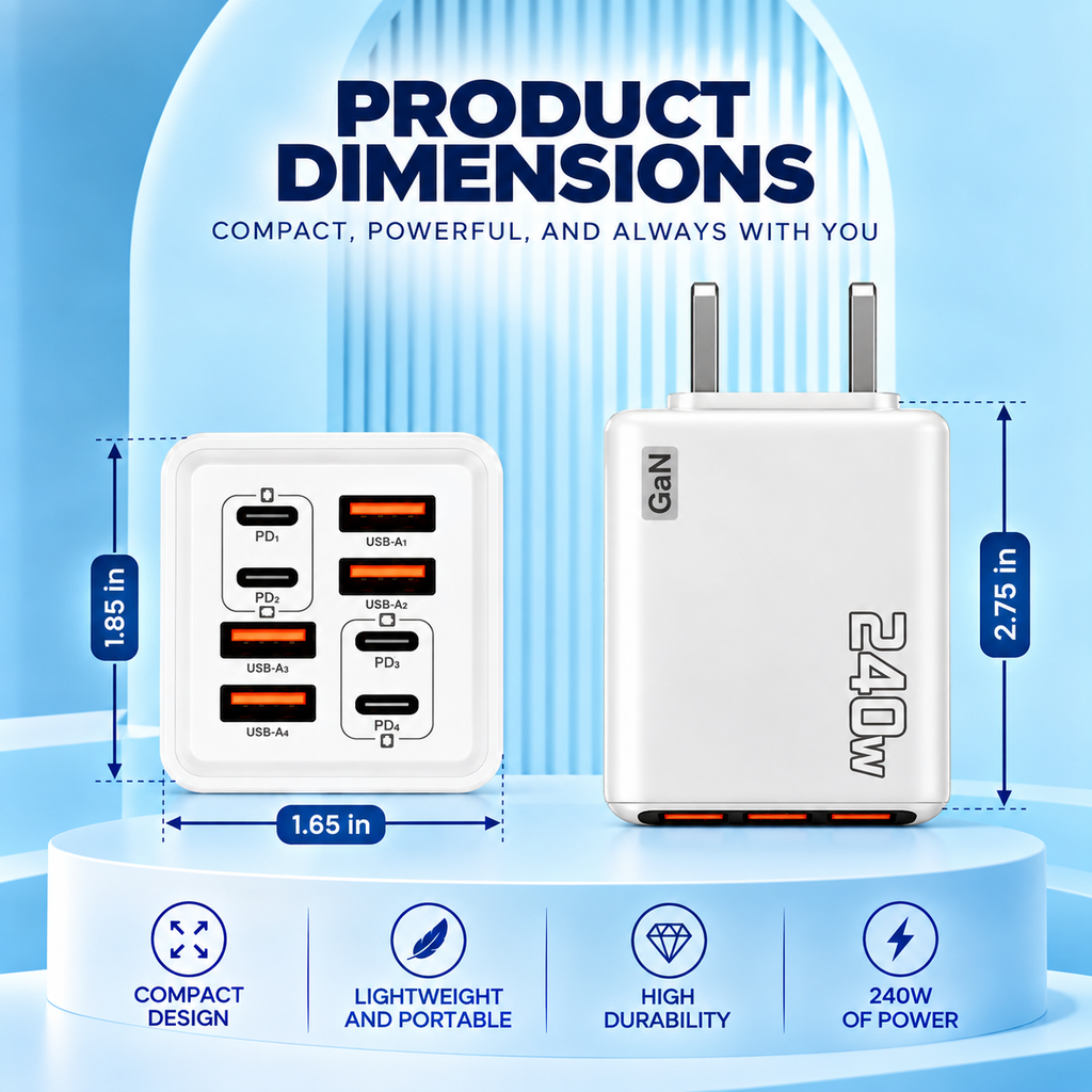 USB-C GAN 240W 8-IN-1 CHARGER